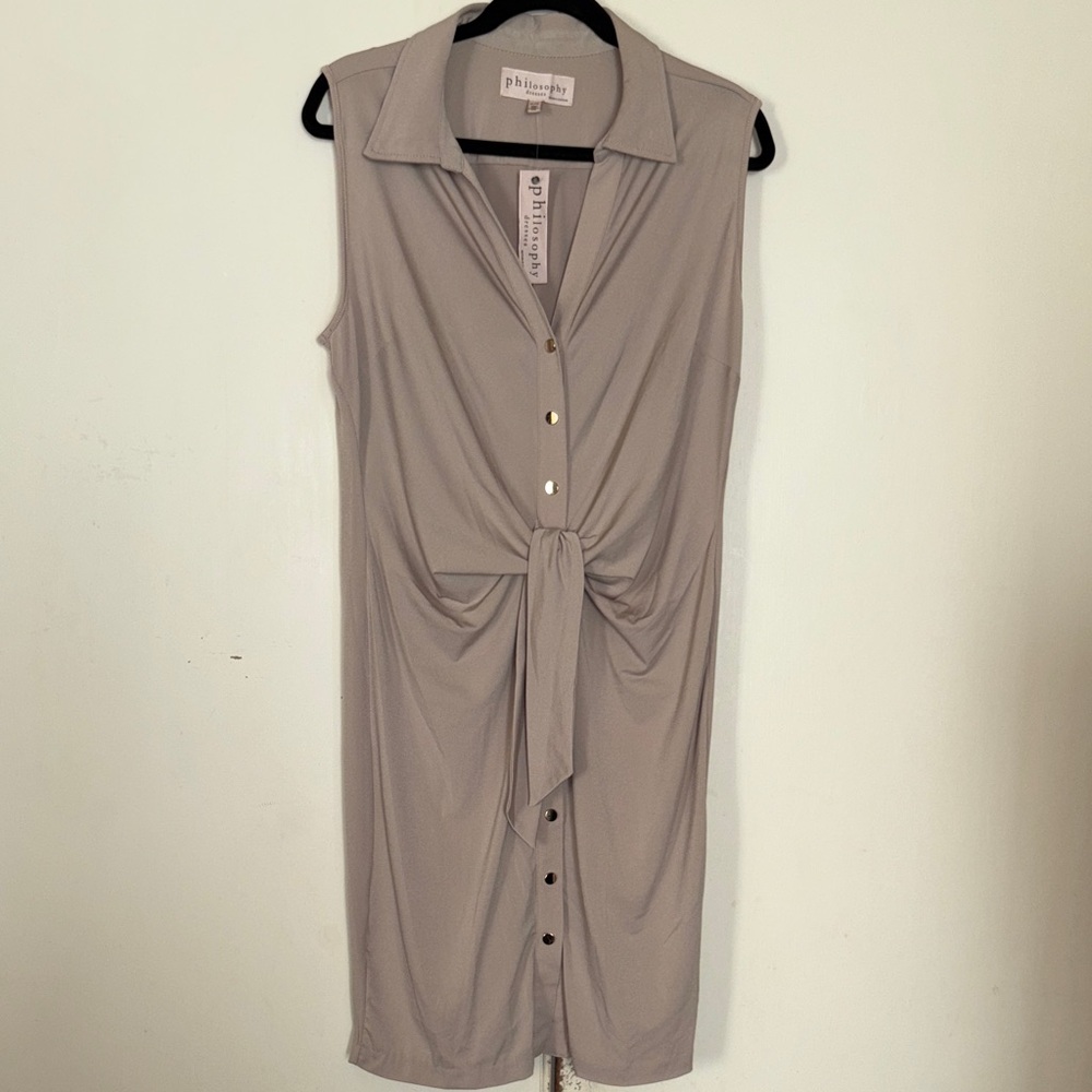 Philosophy Beige Sleeveless Button-Down Shirt